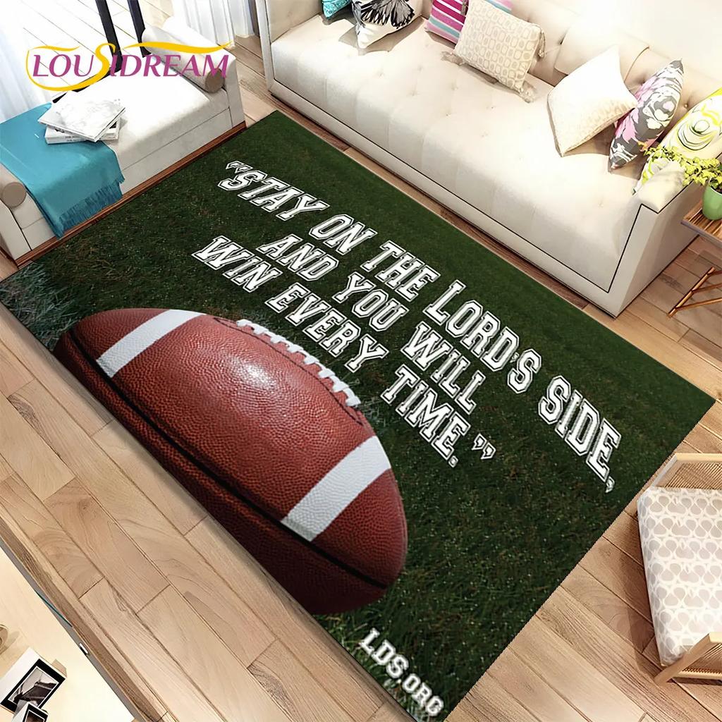 Rugby-Teppich mit amerikanischem Fußballfeld, Teppich für Wohnzimmer, Schlafzimmer, Sofa, Fußmatte, Dekoration, rutschfeste Bodenmatte für Kinder