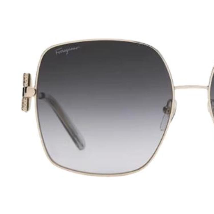 Ferragamo Side Hollow Crystal Decor Metal Square Sunglasses Unisex sunglasses Silver 243SR-738