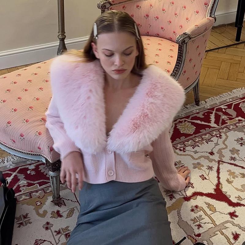 Knit Fluffy Cardigan Sweater Women 2026 Spring Knitted Long Sleeve V-Neck jacket Coat Female Elegant Knitwear Cardigan Sweater Coats