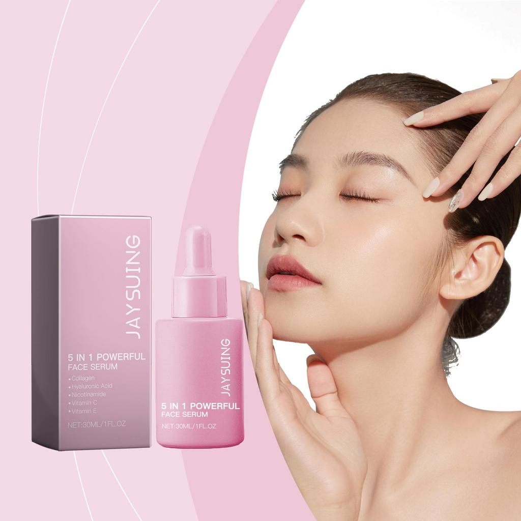Jaysuing 5-in-1 Nourishing Essence Moisturizes, Firms, and Repairs Facial Skin Elasticity. Easily Absorbed, Non-Greasy. Suitable for Face. 30ml/box