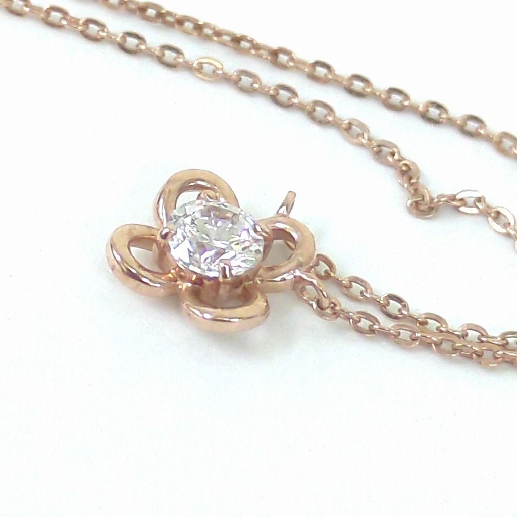 Used Canal 4 Flower Motif 1 Necklace Silver Rose Gold Color