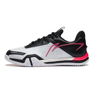 Li Ning Ground Flight SE Tyg Stötdämpning Andningsbara Lågskurna Badmintonskor Unisex Skor Svart Vit AYZS014-1