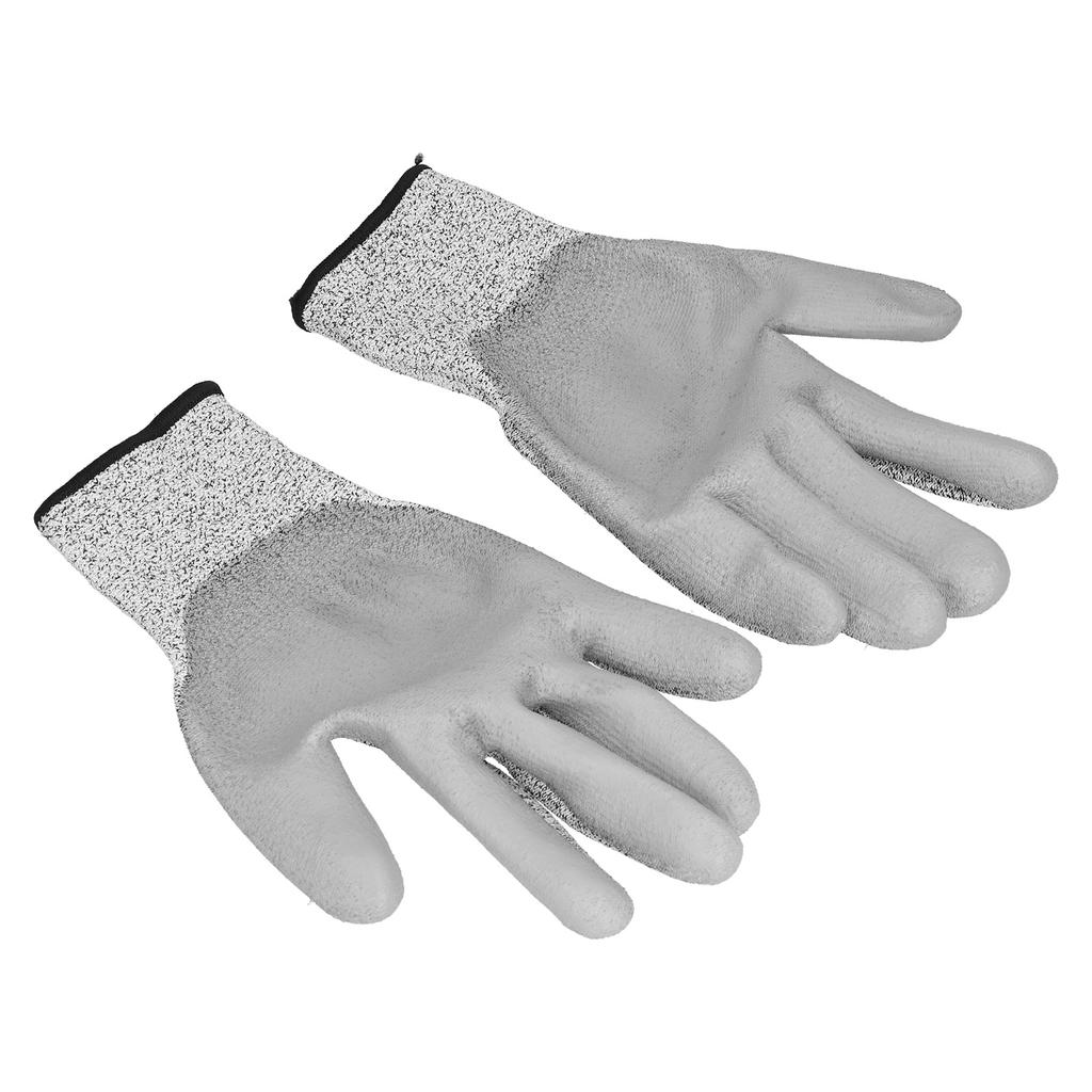 2 Pair Gray Cut Resistant Gloves Level 5 Protection HPPE Dipped Gloves for Gardening Outdoor