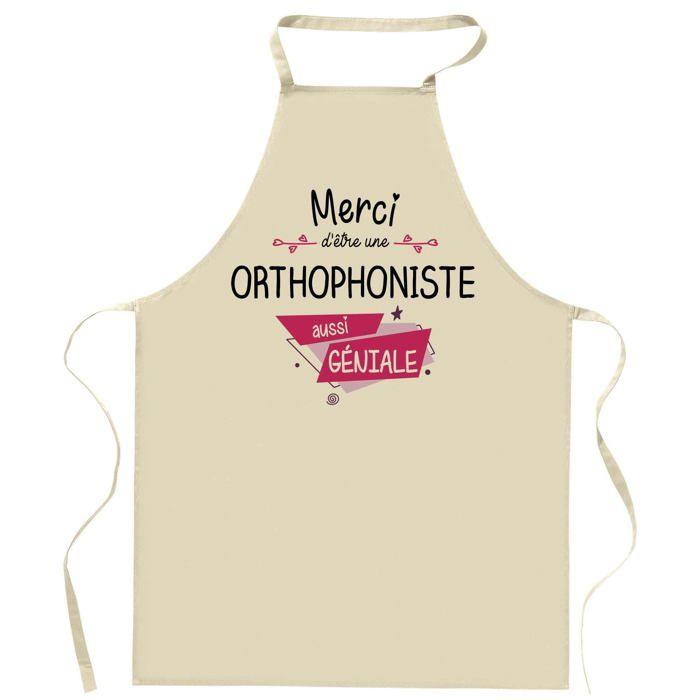 Planetee Tablier de cuisine Orthophoniste Merci Géniale | Cadeau Femme pour Cuisinière Vêtement Blouse de protection Barbecue
