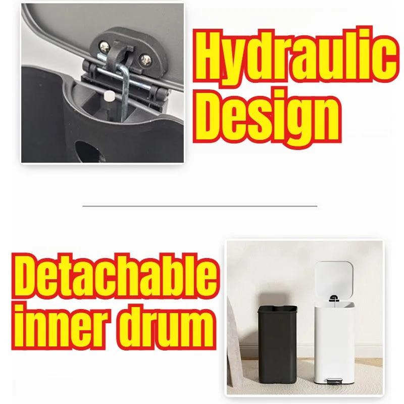 Creative Stainless Steel Waste Bins Lidded Wastebasket Anti Odor Trash Can Kitchen Garbage Cube Rectangular Bucket House Cleanin