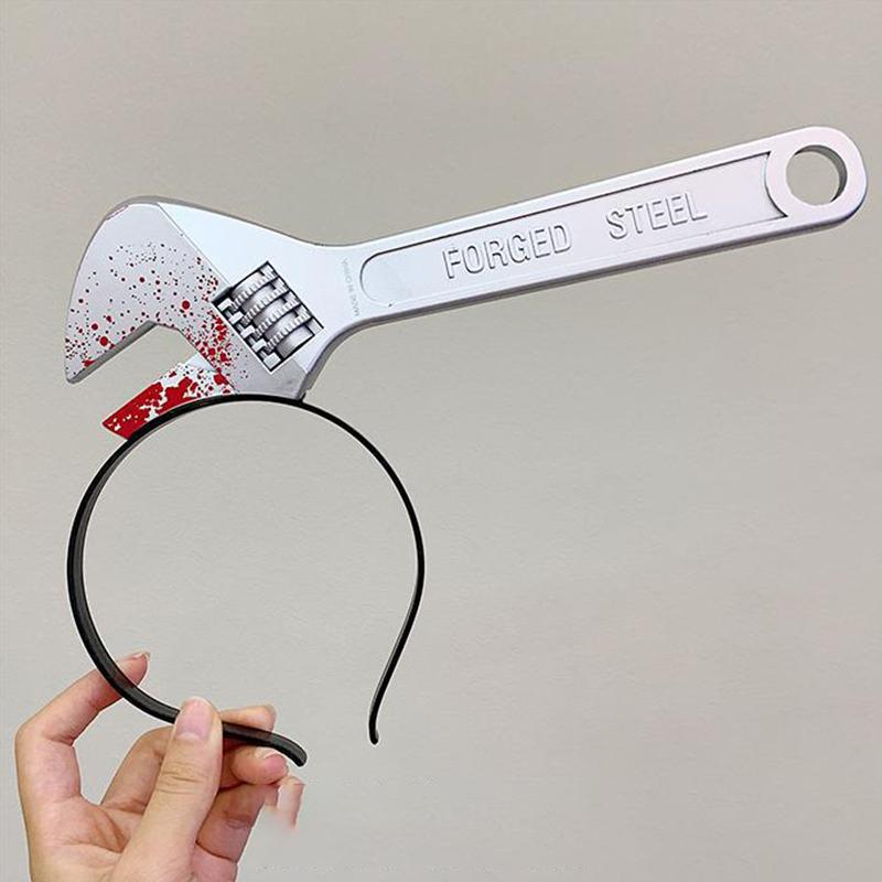 Halloween Party Horror Hair Bands Fake Knife Axe Cleaver Scissor Headbands Through Head Scary Masquerade Costume Photobooth Prop
