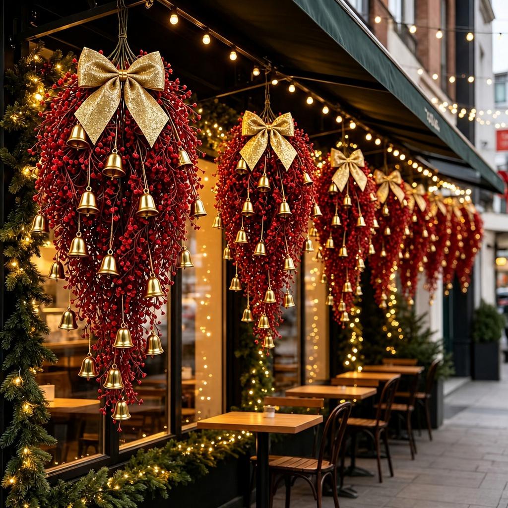 Rotes Weihnachtliches Wandbehang mit Glöckchen und Schleifen für die Feiertags-Heimdekoration
