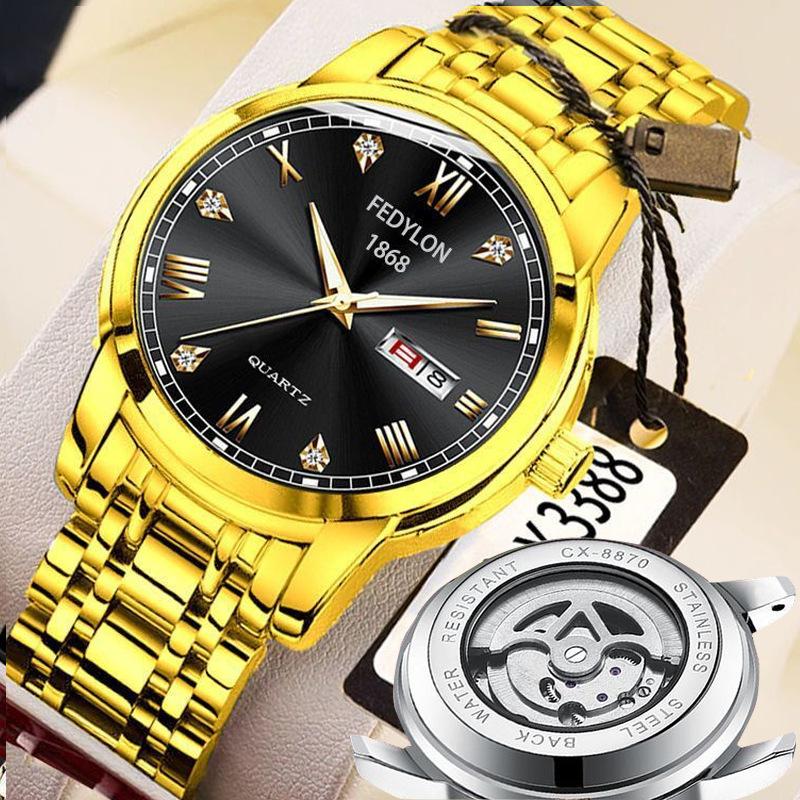 Fatilon Automatic Non-Mechanical Watch Tourbillon Luminous Waterproof Watch Men'S Pouch Drill Dial High-End Watch
