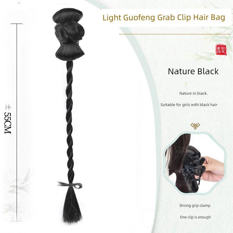 

Children s Han Chinese Costume Wig Braid Ponytail Grip Bun Cable Stitch Hair Bag Twisted Braid New Chinese Style National Style Chignon Butterfly Twisted Braid [Nature Black]]