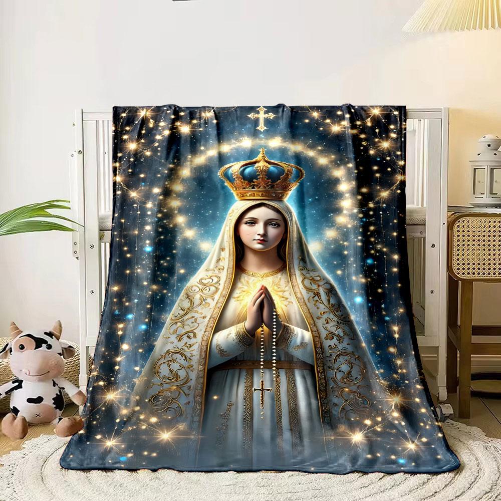 Our Lady of Fatima Prayer Blanket Printed Blanket for Living Room Bed Couch lunch break Soft Cozy Blanket for Friend's festival Gift