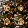 Transparent Holiday Bulbs 3D Christmas Animal Faux Crystal Ball Ornament, Lighted Acrylic Hanging Decor with Hedgehog Penguin Panda, LED Tree Pendant,