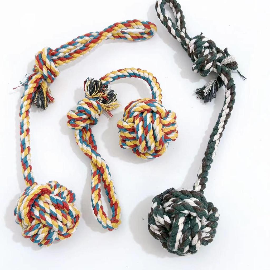 Hunde Baumwollseil Spielzeug - Handgezogener Hängeball zur Zahnreinigung und zum Training