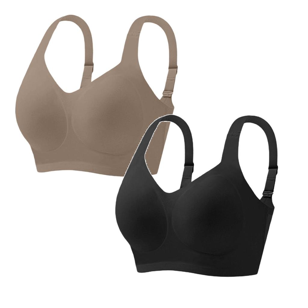 Jelly Bras For Women Soft Wireless Push Up Bra Full Supportive Older Lift Back Coverage Two Piece Set
