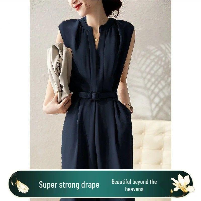 

Versatile Stylish Sleeveless Summer Jumpsuit - Trendy Wide-Leg, Loose Fit for Women S for 80-100 lbs чёрный