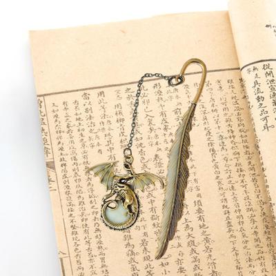 Metal Feather Dragon Bookmark Cool Fantasy Glow In The Dark for Book Lovers Women Men
