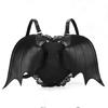 Trendy Bat Wing Lace Backpack PU Rucksack Gothic Daypack for Shopping and Dating