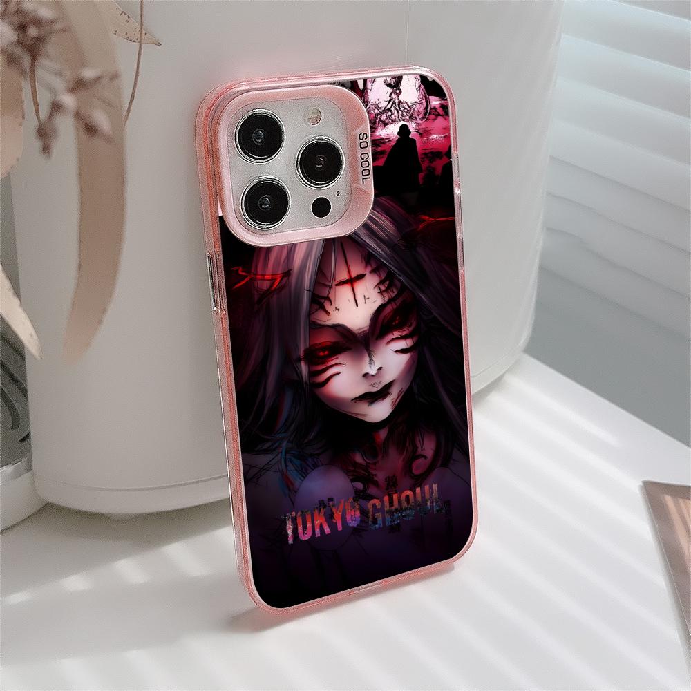 Tokyo Ghoul Rize Handyhülle für iPhone 17 16 15 14 13 12 11 X XR XS 8 7 Pro Max Plus Durchsichtige Rosa Hülle Luxus Hübsch