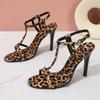 New High Heels Leopard Women Sandals Elegant Shoes Sexy Dress Summer Pumps Designer Slippers Luxury Zapatos De Mujer