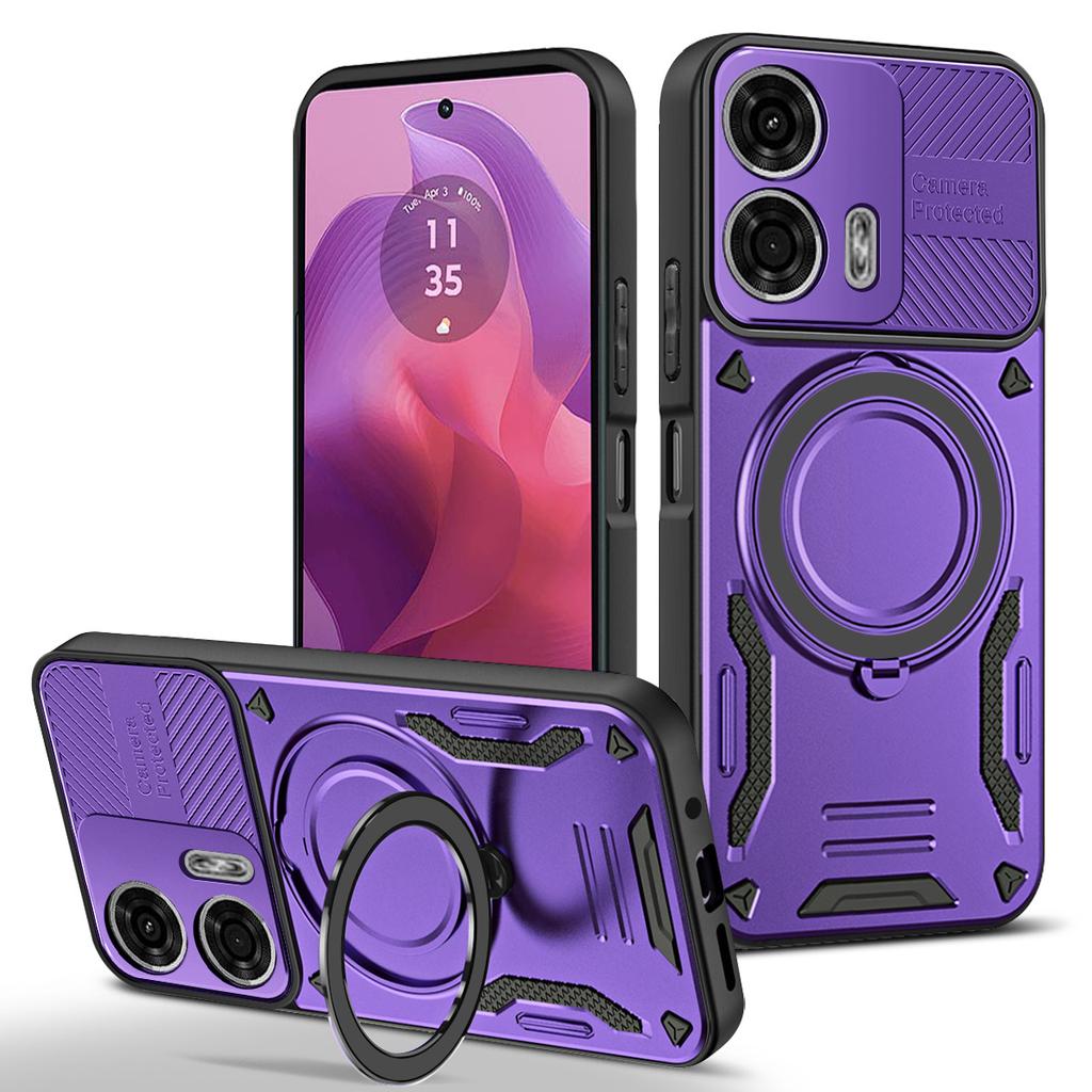 Magnetic Case For Motorola Moto G04 4G / G24 4G Shockproof TPU + PC Phone Back Cover with Kickstand