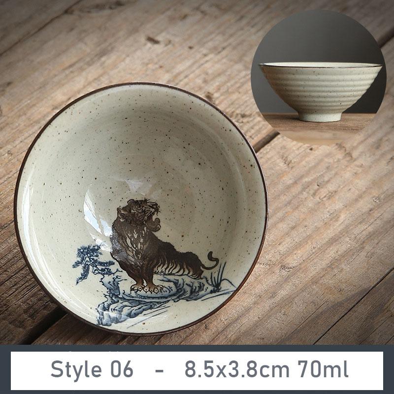 1 Stück Handgefertigte Konische Tasse Antike Pflanzenasche Porzellan Teetasse Reise Keramik Teeschale Anti-Verbrühungs Retro Meditationsbecher Teeset 70ml