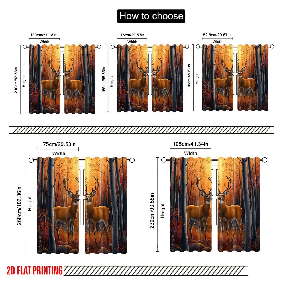 2ks, 2D plošný tisk Záclonová látka Jelen Podzimní les Západ slunce (3) Všestranný 100% polyester (bez tyče) Art Deco Slavnostní Použití