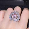 Open Ring Heart Shaped Pink Diamond Jewelry for Women Simulated Argyle Pink Diamond Cluster Ring