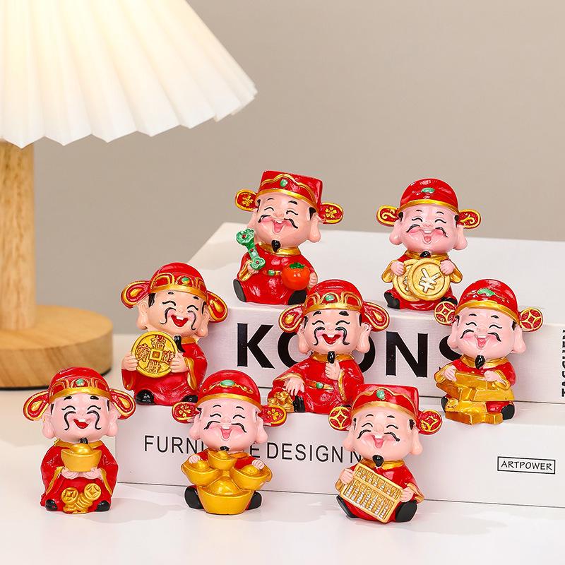 Chinese God of Wealth Figurine for Desktop Decoration - Cute Cultural Gift for Office or Shrine