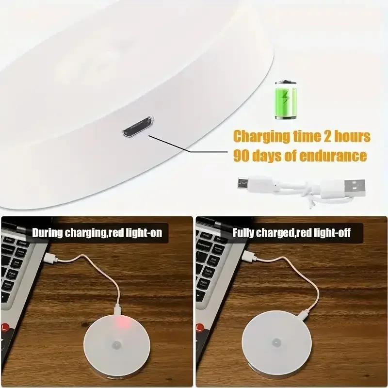PIR Motion Sensor LED Night Light USB Rechargeable Lamp For Kitchen Cabinet Wardrobe Lamp Staircase Wireless Closet Light