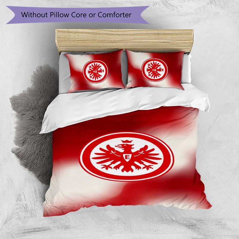 Set Lenzuola Stampato Calcio Eintracht Frankfurt 3 Pezzi, Comodo Set Copripiumino per Camera da Letto Delicato sulla Pelle