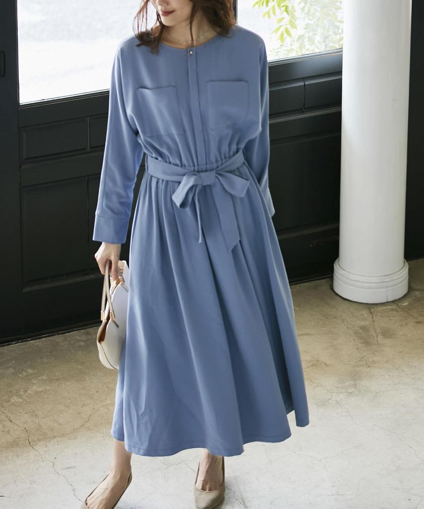 ROPE PICNIC Tuck Metal Point Blue Size 38 Web-exclusive Dress, (45),