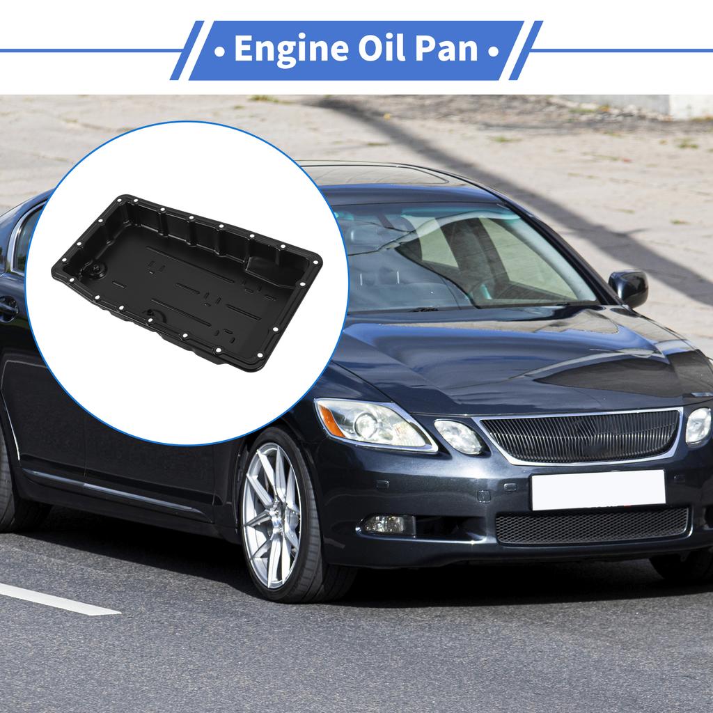UXCELL No.3510650040 Engine Oil Pan Oil Pan Sump Transmission Oil Pan for Toyota for Lexus GS350 2007-2011 Steel Black