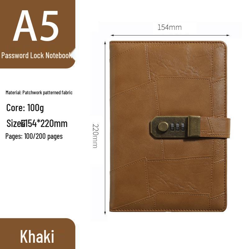 Retro Style A5 Lockable Password Journal - Exquisite High-Design Notebook