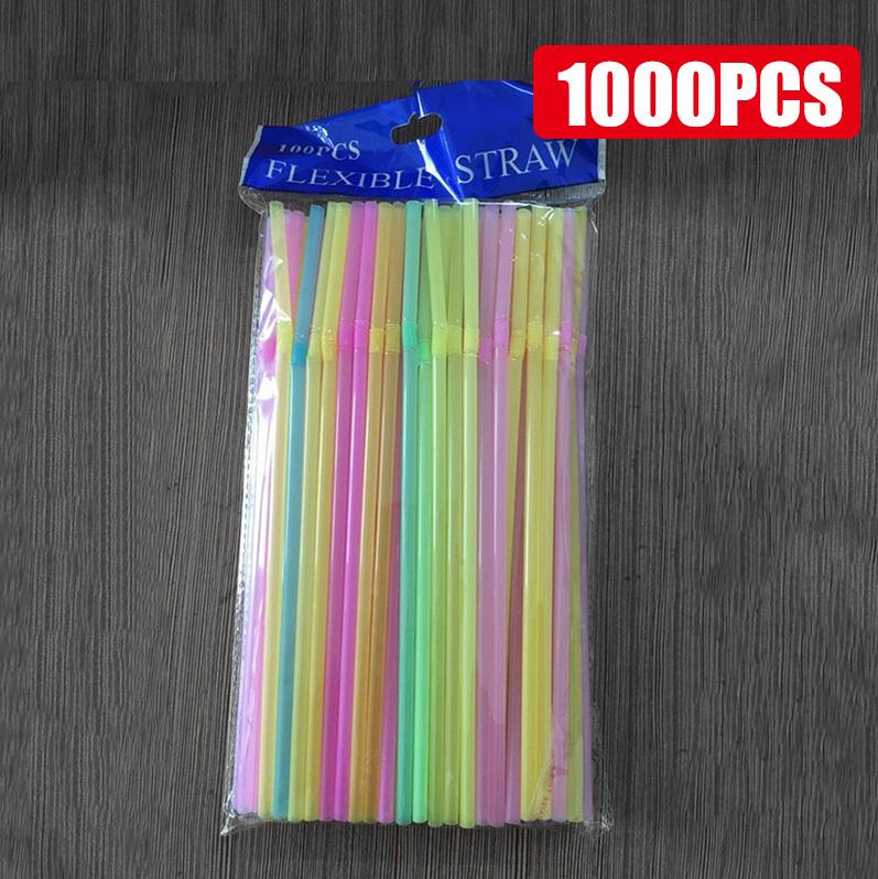 50-1000Pcs Drinking Straws Colorful & Black rietjes Flexible Wedding Party Supplies Drinking Straws Kitchen