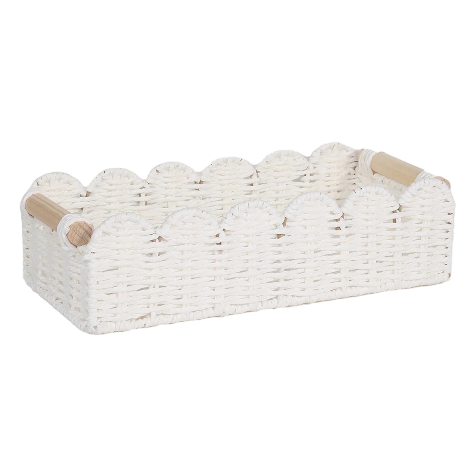 

Woven Storage Basket, Desktop Coffee Table Storage Box, Snack And Cosmetic Storage Basket, Wicker Storage Box One Size білий