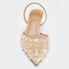 Fashion Luxury Crystals String Bead Decoration Brand Pumps Women Fashion Cozy Mesh Embroidery Designer Shoes Elegant Wedding Bridal Shoe