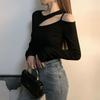 Spring Off Shoulder Tshirt For Women With Embroidered Detailing And Oversize Fit