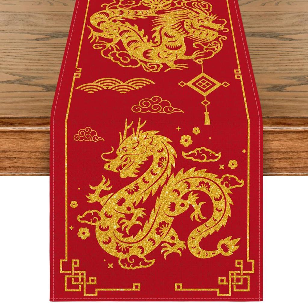 Chinese New Year Table Runner Classic Creative Table Setting for Party Supplies Spring Festival Restaurant Desktop Entrance
