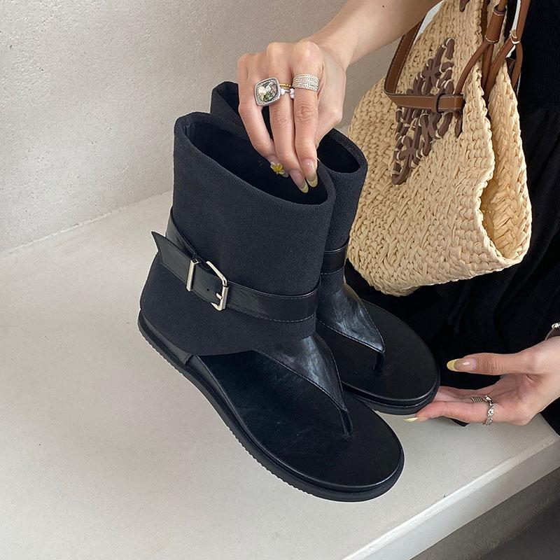 Fashion Footwear With Height Increasing Ladies Ankle Boots New 2025 Fashion Round Toe Women Sandals Booties Shoes Female Flip flops