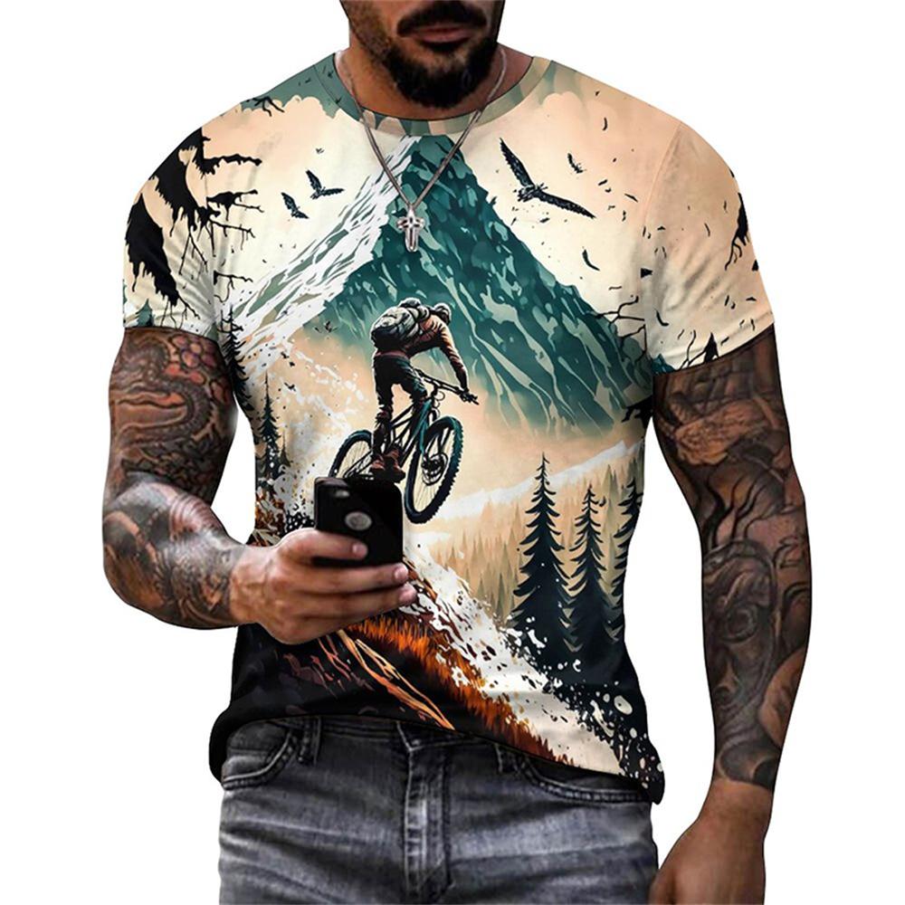 Vintage Sport Bicycle Bike Graphic T Shirts Men 3D Print Mens Tee Tops Short Sleeve O-Neck Sport Tops Tee Streetwear Men Clothes