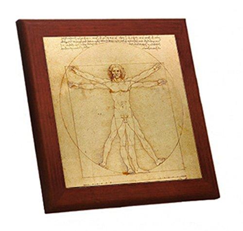 Фотоплитка с изображением  Витрувианского человека  Леонардо да Винчи в деревянной рамке (Серия «Шедевры мира»)