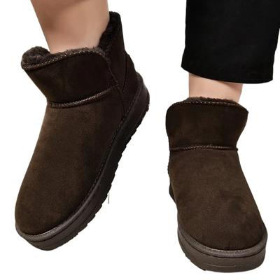 Moda 39-45 Invierno Unisex Felpa Corta Cálidas Botas de Nieve Zapatos Casuales Nuevas Botas Chelsea de Tobillo de Ante y Piel Planas Plataforma Bota de Pareja