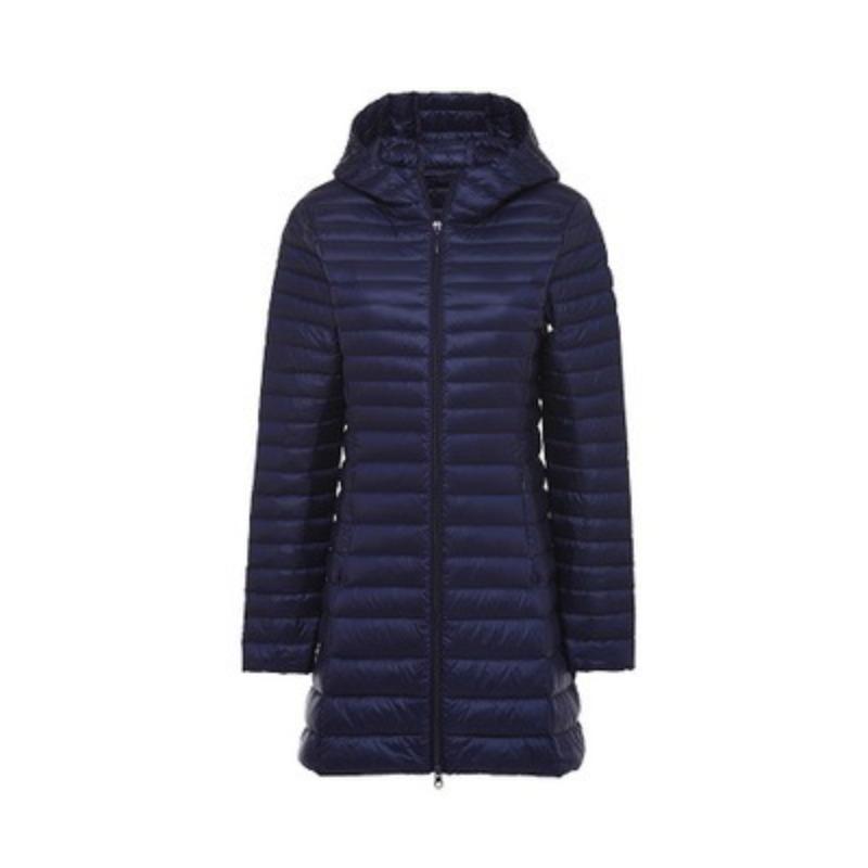 Autumn and winter light down jacket women's hooded medium and long thin slim portable jacket warm winter clothing