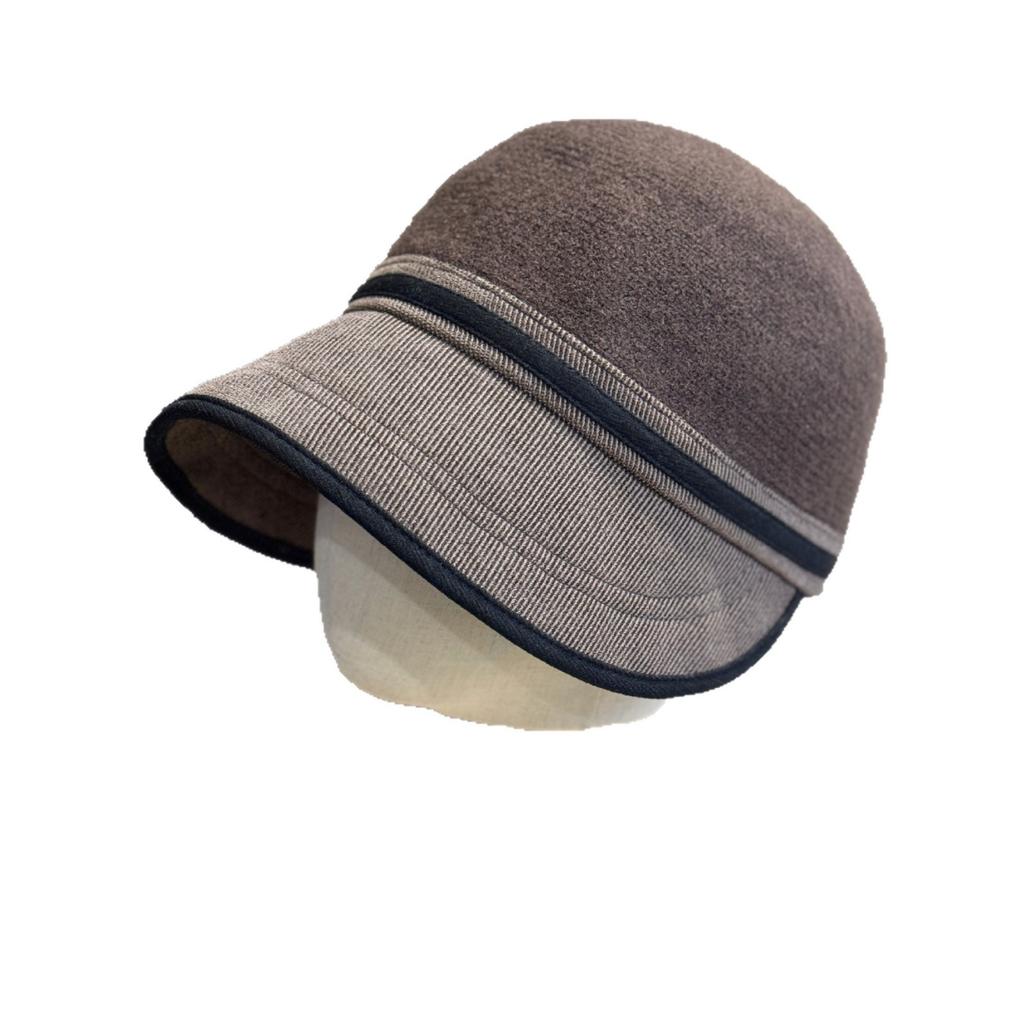 New Hepburn Style Woolen Fisherman's Hat for Women in Spring and Autumn Wide Brim Small Face Versatile Peaked Cap