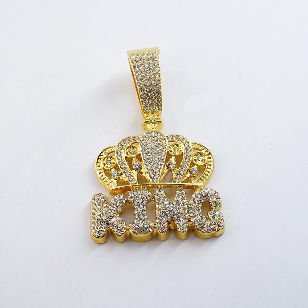 Trendy Personality Crown King Full Diamond Alloy Pendant Fashion Men S And Women S Hip Hop Cuban Chain Necklace Jewelry