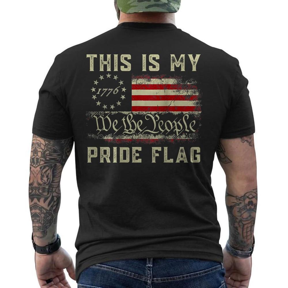 

This is My Pride Flag 1776 We The People American Flag Vintage ON BACK T-Shirt L