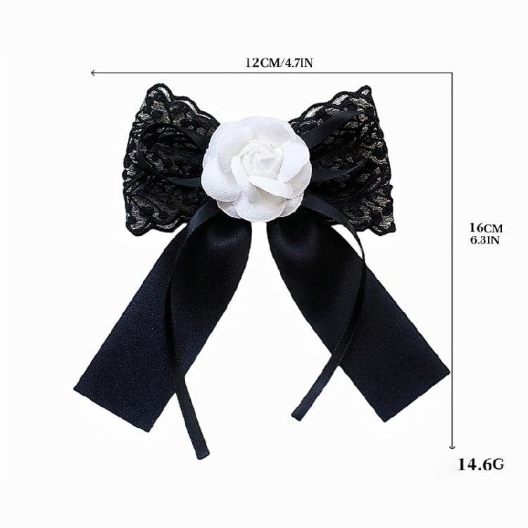 Women's Ribbon Bowtie Brooch Pin Student Uniform Pre Tied Necktie Clip Crystal Pearls Bowknot Corsage Shirt Jabot Collar