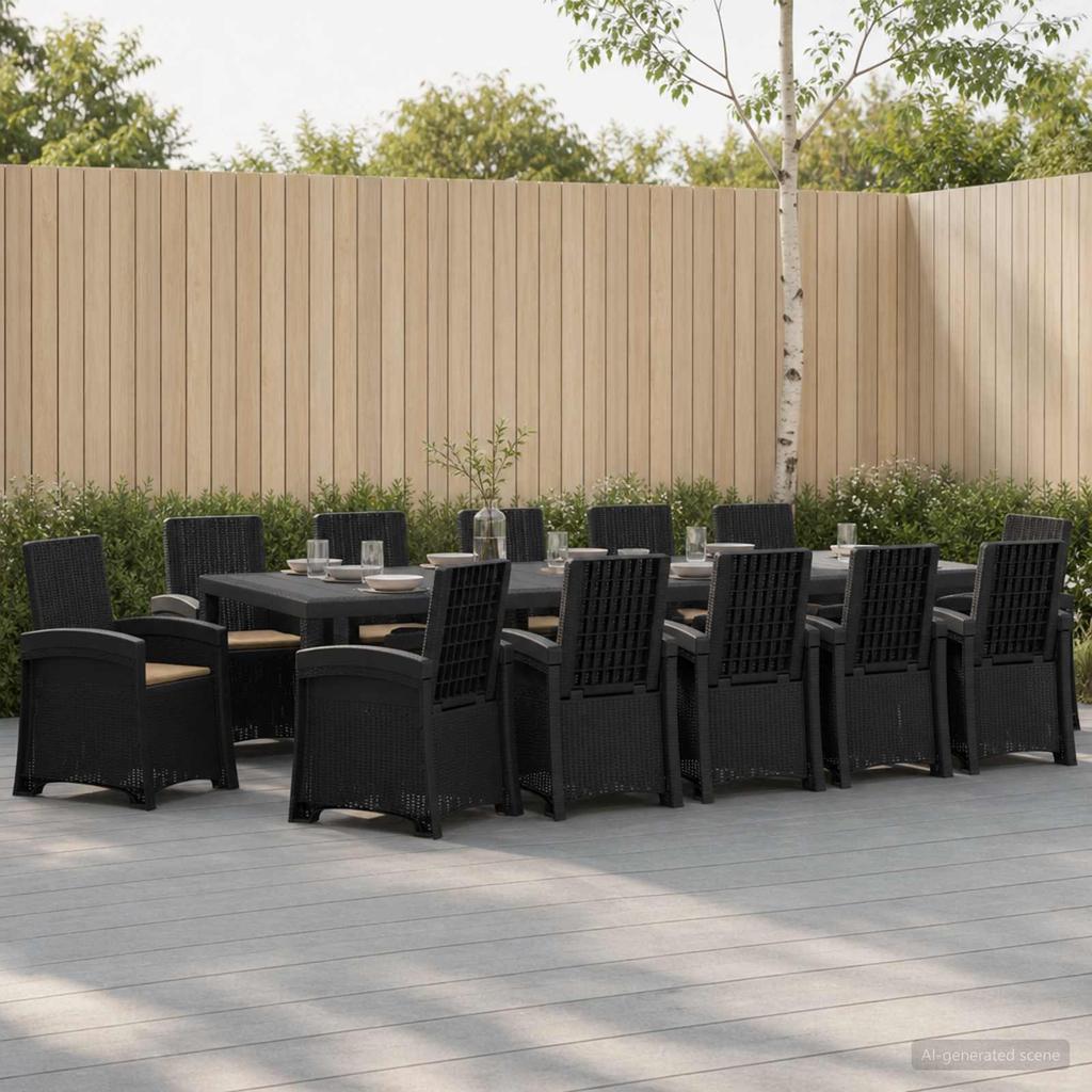 Garden Dining Set 14 Pcs. Anthracite and Taupe PP