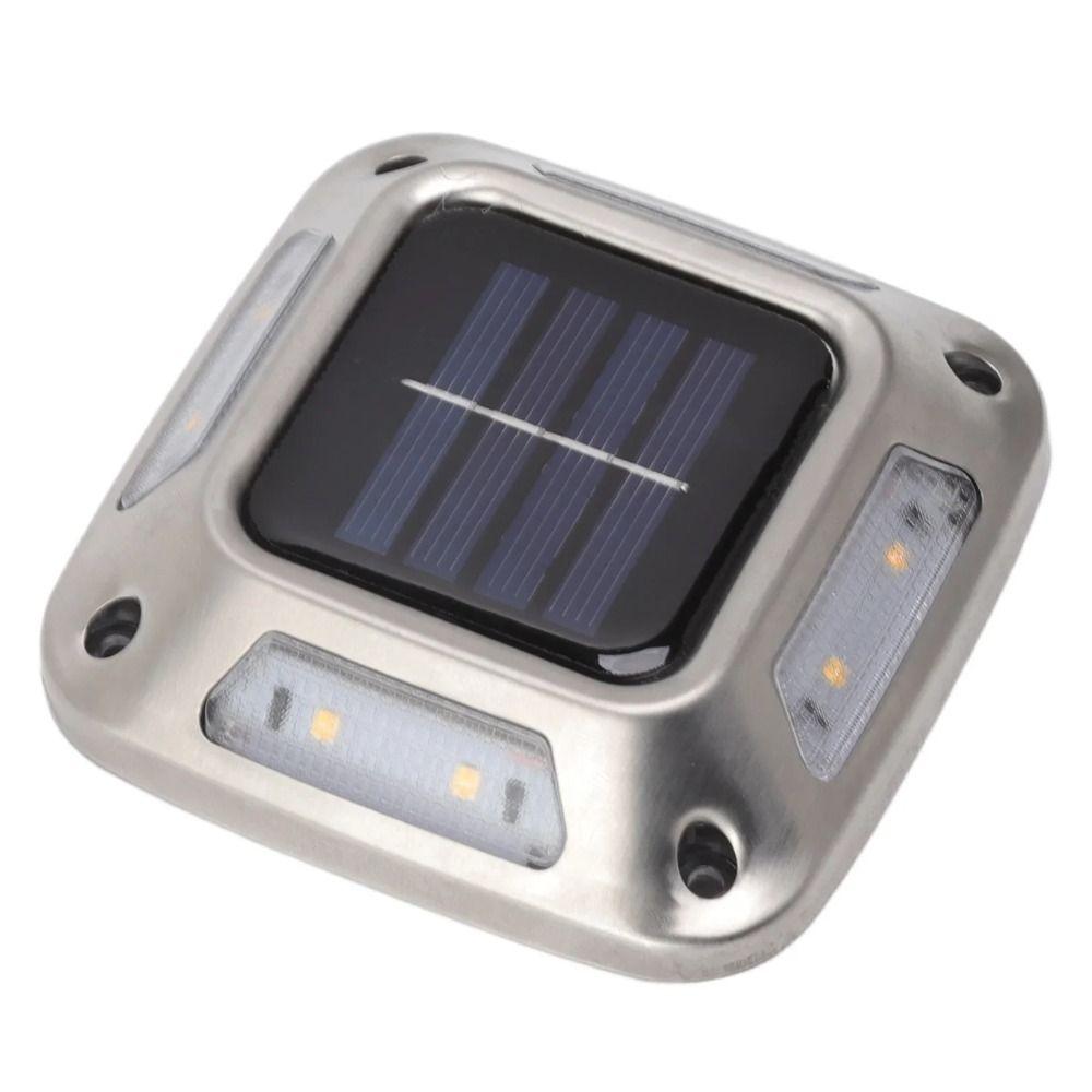 4 PCS Waterproof Garden Light 8 LED Deck Light Warning Light Solar Ground Lights Walkway