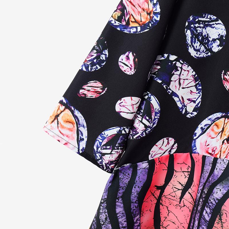 Oversized dame sett Halv erm Trykk Uregelmessig bluse og Lange bukser drakter