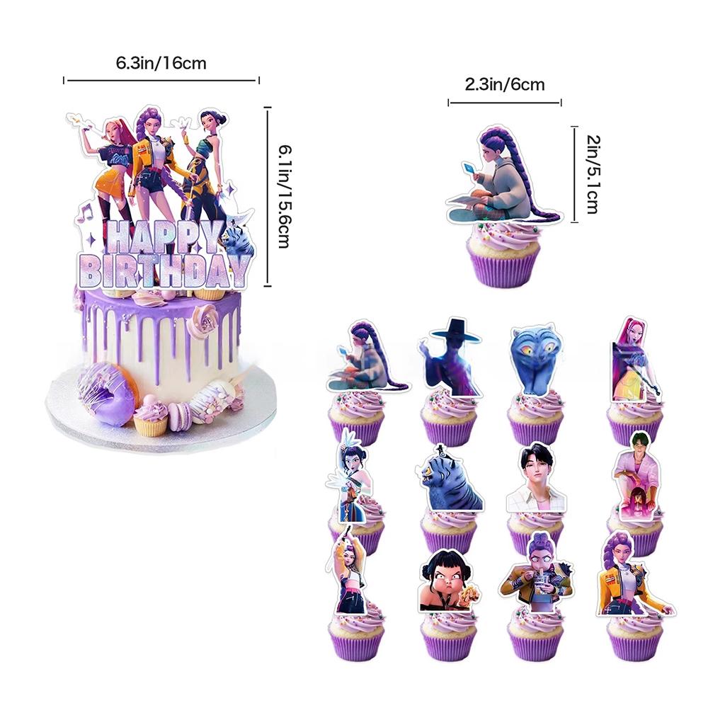 KPOP Demon Hunters Celebration Favors Tableware Collection Birth Date Celebration Balloons Board Banner Decor Girls Infant Shower Xmas Supplies